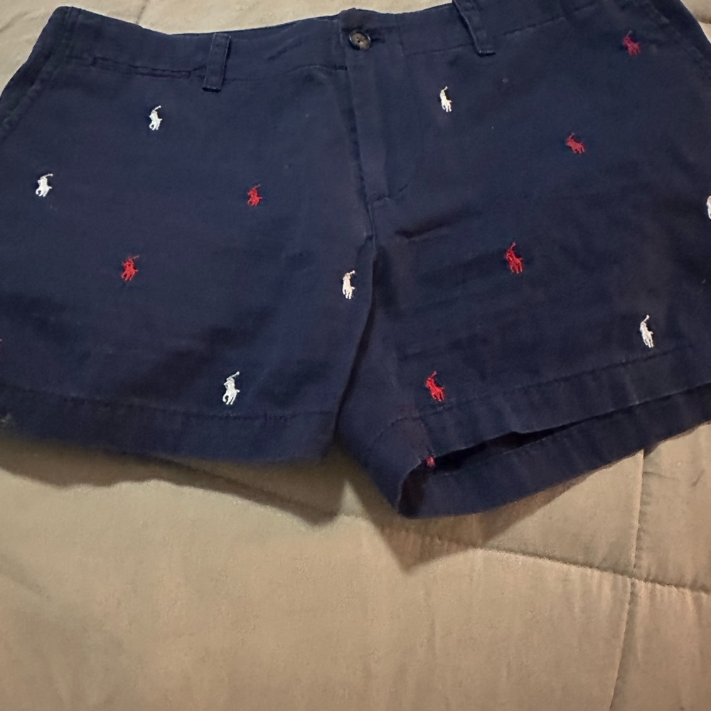 Navy Blue Embroidered Women's Shorts